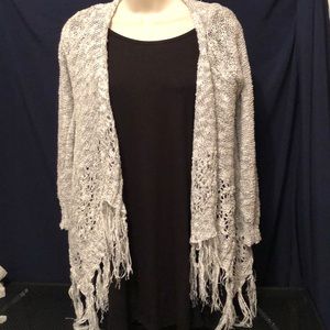 3/$20 Waterfall Fringed Sweater Blk, Gray, Cream